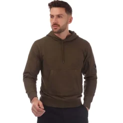 C.P. Company Diagonal Raised Fleece Lens Hoodie in Green