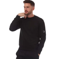 C.P. Company Diagonal Raised Fleece Lens Crewneck Sweatshirt in Black