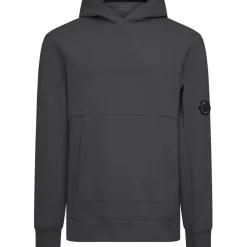 C.P. Company Diagonal Raised Fleece Hoodie in Black