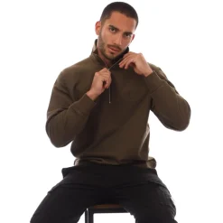 C.P. Company Diagonal Raised Fleece Half-Zip Logo Sweatshirt in Green