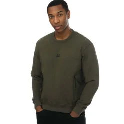 C.P. Company Mens Cotton Fleece Mixed Sweatshirt in Khaki