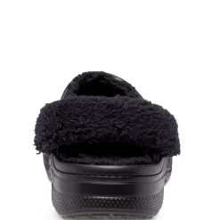 Crocs Baya Fuzz Strap Clogs in Black