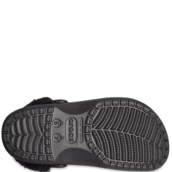 Crocs Baya Fuzz Strap Clogs in Black