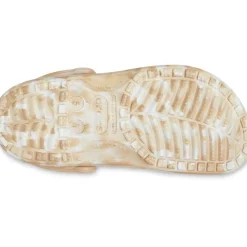 Crocs Baya Marble Print Mules in Beige