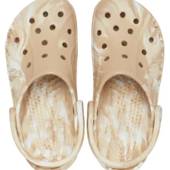 Crocs Baya Marble Print Mules in Beige