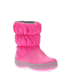 Crocs Kids Winter Puff Boots in Pink grey