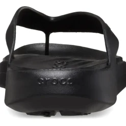 Crocs Ribbed Thong Flat Heel Flip Flops in Black