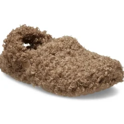 Crocs Textured Fur Mules Flat Heel in Brown