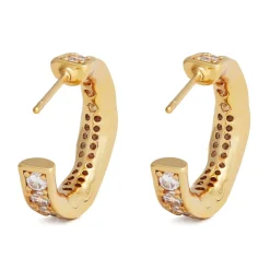 Crystal Haze Small Afrodita Hoops in Gold