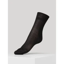 Dear Denier Silk Crew Socks in Black