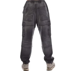 Diesel 2050 D-Krooley-Cargo Sweat Jeans in Black Grey