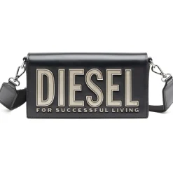 Diesel Lettering Cross Body with Detachable Strap in Black