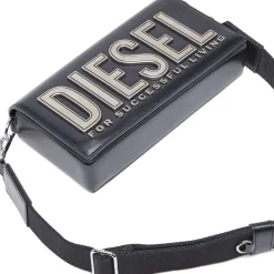 Diesel Lettering Cross Body with Detachable Strap in Black