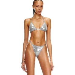 Diesel Oval D Bikini Top in Silver