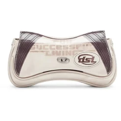 Diesel Play Lettering Clutch with Detachable Strap in White