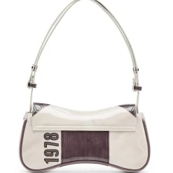 Diesel Play Lettering Clutch with Detachable Strap in White