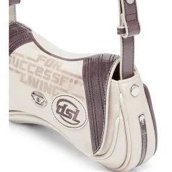 Diesel Play Lettering Clutch with Detachable Strap in White