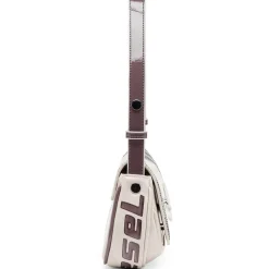 Diesel Play Lettering Clutch with Detachable Strap in White