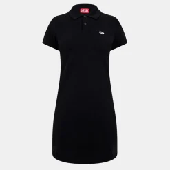 Diesel Tny Dval Collared Neck Mini T-Shirt Dress in Black