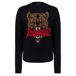 DSquared2 Bear Logo Knitted Jumper in Black