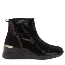 Dune London Effecting Sequin Wedge-Heel Boots in Black