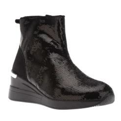 Dune London Effecting Sequin Wedge-Heel Boots in Black