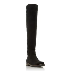 Dune London Flat Knee High Boots in Black