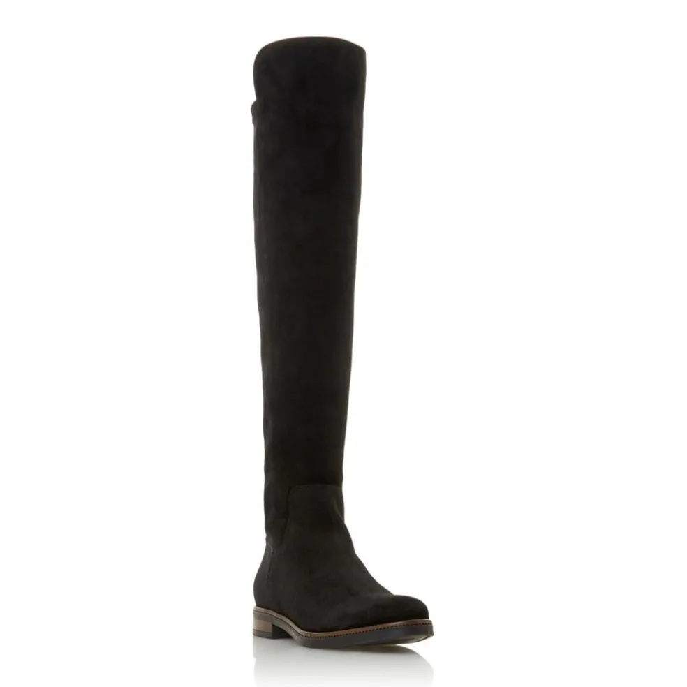 Dune London Flat Knee High Boots in Black