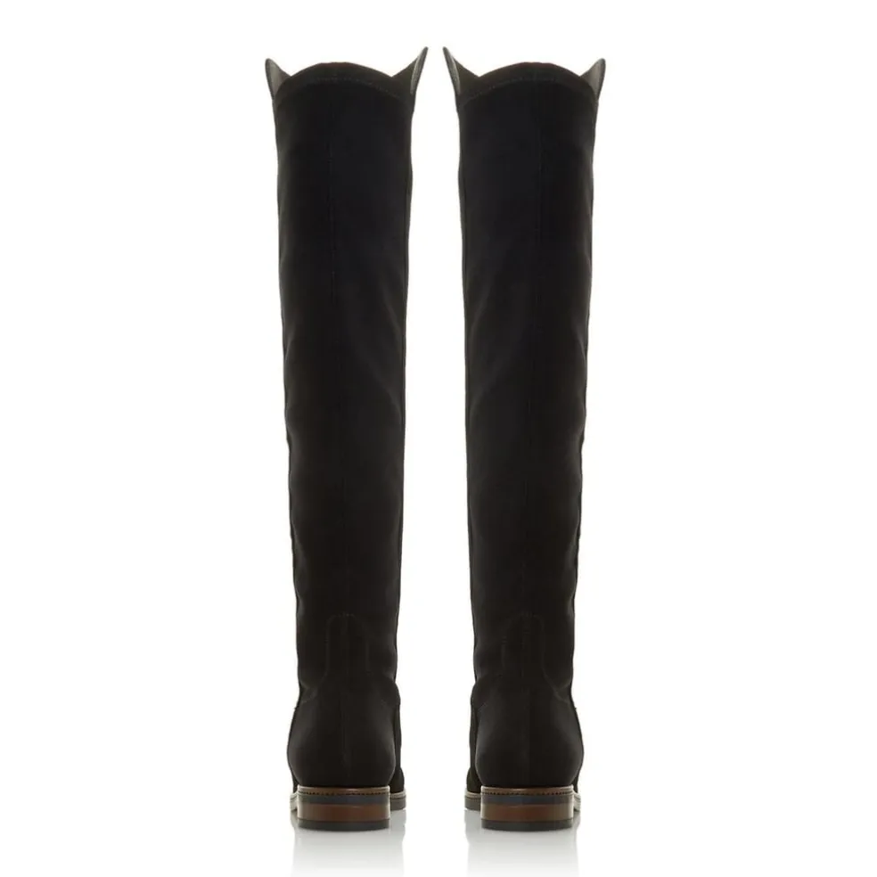 Dune London Flat Knee High Boots in Black