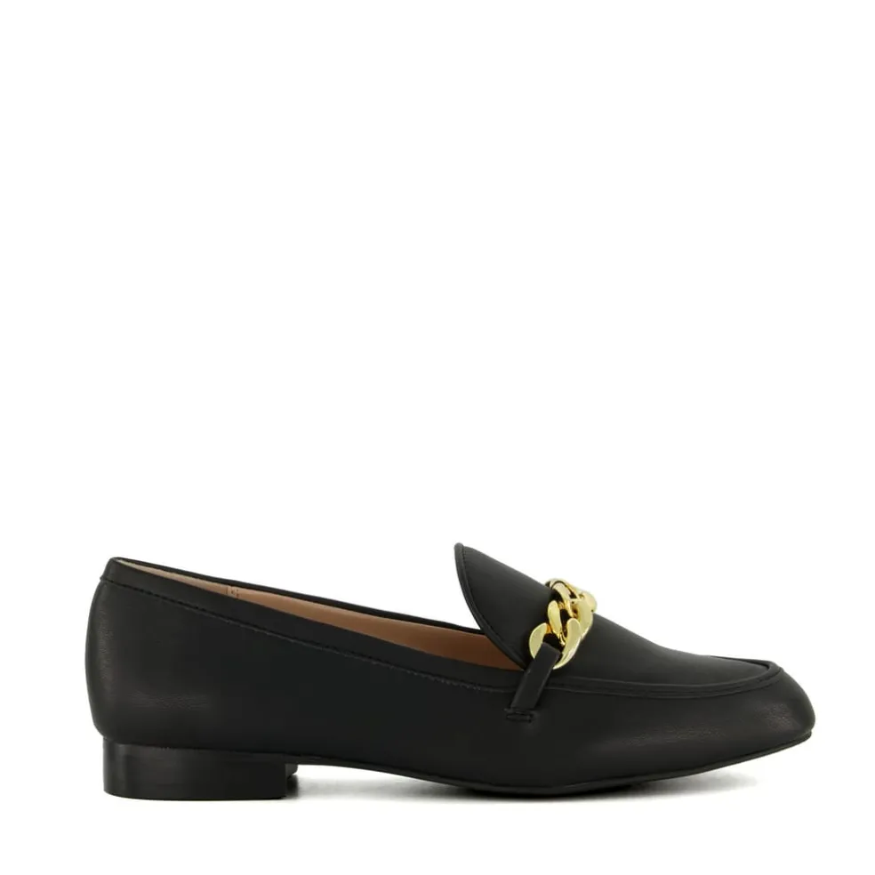 Dune London Gaiia Chain Detail Loafers in Black