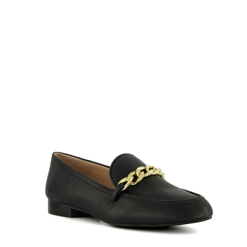 Dune London Gaiia Chain Detail Loafers in Black