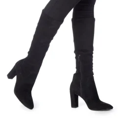 Dune London High Block Heel Pointed Toe Boots in Black