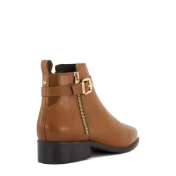 Dune London Pepi Branded Trim Leather Ankle Boots in Tan