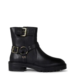 Dune London Piton Leather Boots in Black