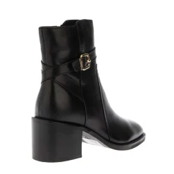 Dune London Plotto Leather Block Heel Boots in Black