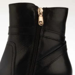 Dune London Plotto Leather Block Heel Boots in Black