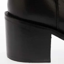 Dune London Plotto Leather Block Heel Boots in Black