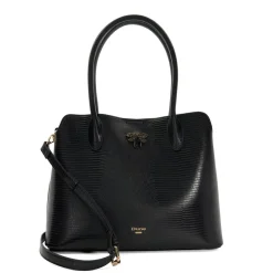 Dune London Snake Skin Textured Tote with Detachable Strap in Black