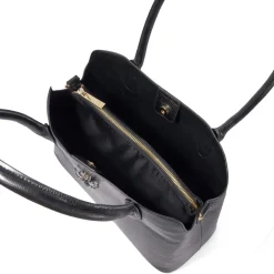 Dune London Snake Skin Textured Tote with Detachable Strap in Black