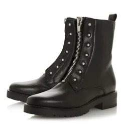 Dune London Studded Buckle Biker Boots in Black