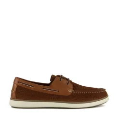 Dune London Textured Flat Heel Boat Shoes in Brown