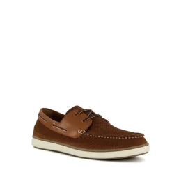 Dune London Textured Flat Heel Boat Shoes in Brown