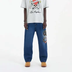 Ed Hardy Skull Wide Leg Wide Fit Jeans in Multi
