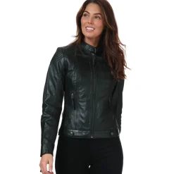 Elle Womens Annette Leather Jacket in Black