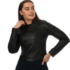 Elle Womens Armin Leather Jacket in Black