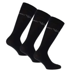 Emporio Armani 3 Pack of Jacquard Logo Socks in Black