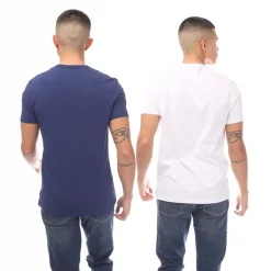 Emporio Armani 2 Pack of Lounge Crewneck T-Shirts in Blue-White