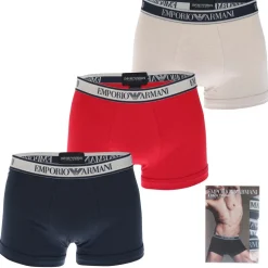 Emporio Armani 3 Pack of Trunk in White red black