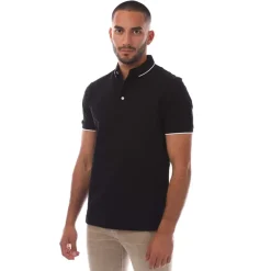Emporio Armani Allover Jacquard Eagle Polo Shirt in Black
