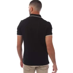 Emporio Armani Allover Jacquard Eagle Polo Shirt in Black